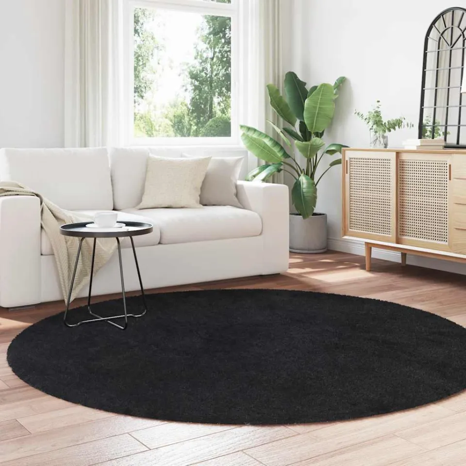 vidaXL Hoogpolig vloerkleed NAVARRA 200x200 cm polyester zwart, foto 3