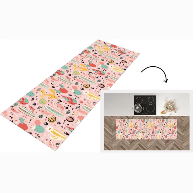 KitchenYeah Keukenloper - Loper keuken - Planten - Patronen - Cactus - Keukenloper vinyl Multicolor