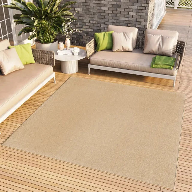 Tapiso Mono Square Vloerkleed Beige Laagpolig Vierkant Tapijt, foto 2