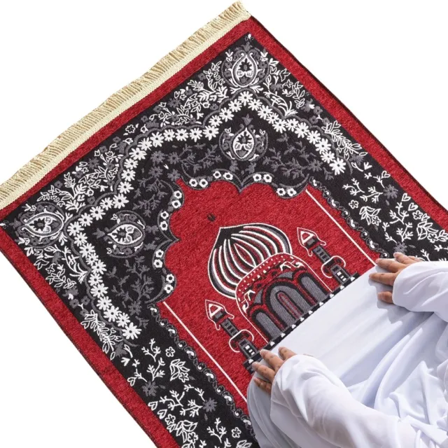 Livano Ramadan Kleed - Gebedsmat - Gebedskleed - Islam - Tapijt - Eid Mubarak - Inshallah - Rood