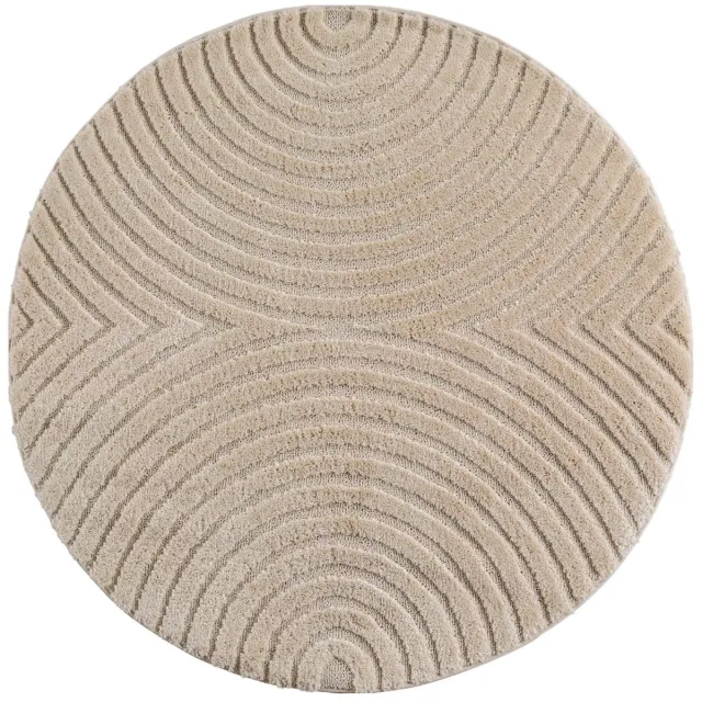 Dutch XXL Rond Japandi Vloerkleed | Tapijt | Art | Bogen | Beige