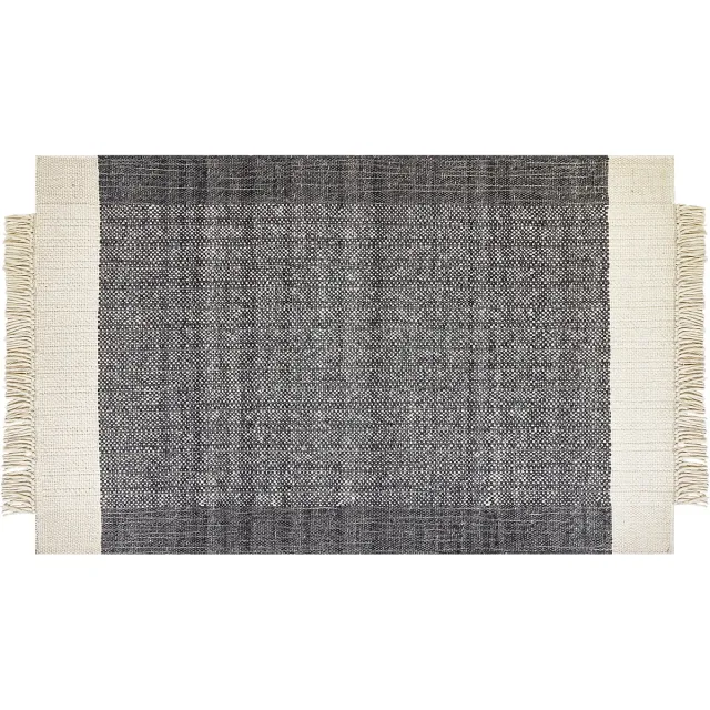 Beliani ATLANTI - Modern vloerkleed - Gebroken wit - Wol Zwart