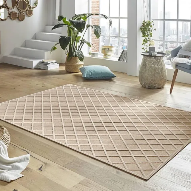 Mint rugs Modern vloerkleed ruiten Danton - crème 80x125