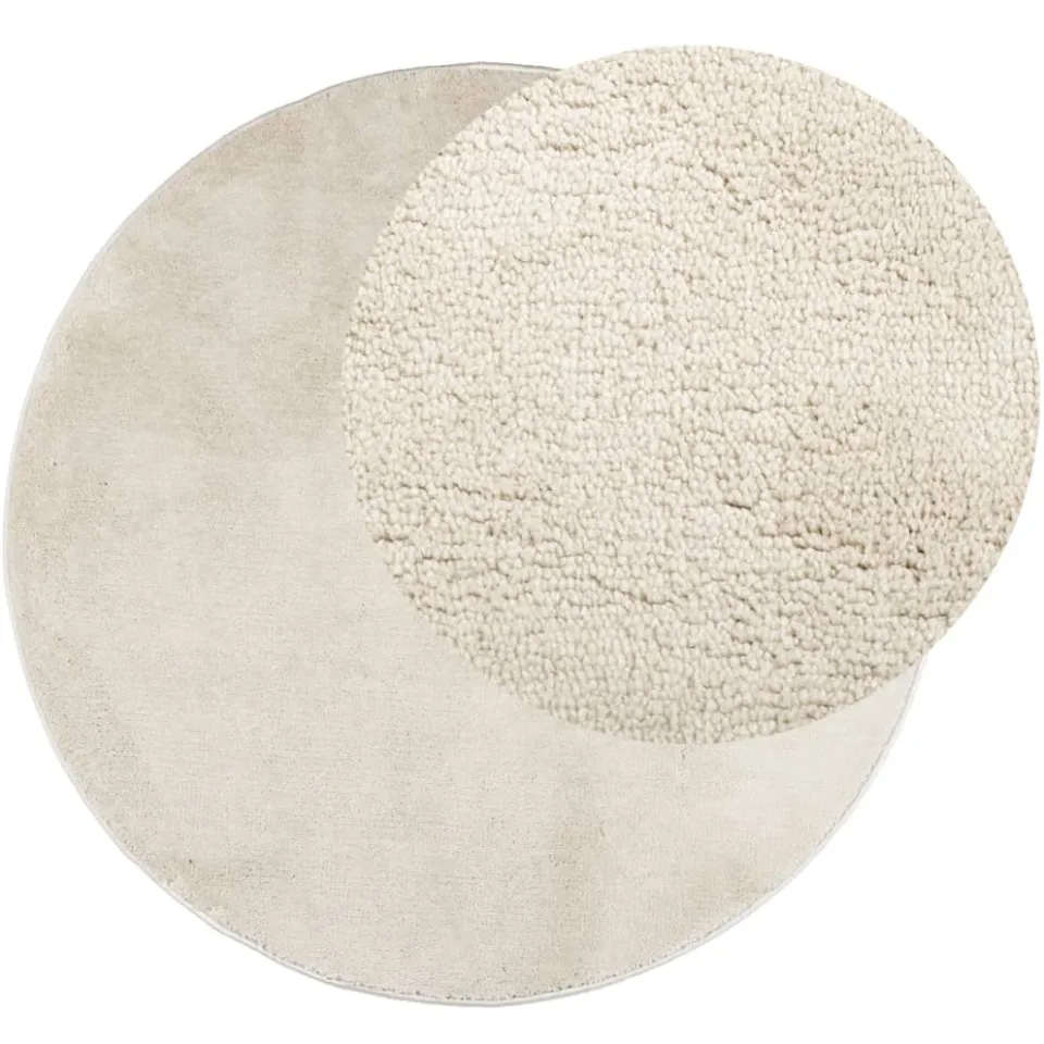 vidaXL Vloerkleed OVIEDO laagpolig Ø 120 cm beige, foto 3