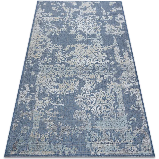 RUGSX Kleden Rugsx Tapijt Structureel SOLE D3811 Ornament Plat geweve 80x250 cm Blauw