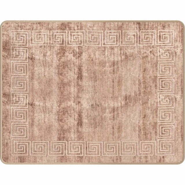 vidaXL Tapijt - Runner - MARSA - Beige - en - goud - 80 - x - 100 - cm - Polyester - en - PVC Wit