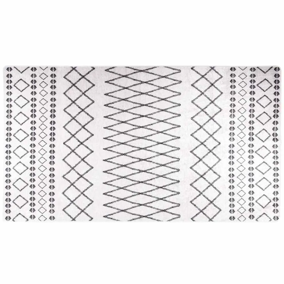 vidaXL Vloerkleed wasbaar 190x300 cm zwart en wit