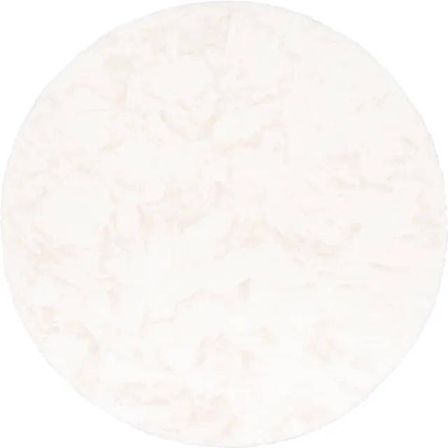 Pergamon Luxe Super Zachte Bont Vloerkleed Tapijt Plush Rond Wit
