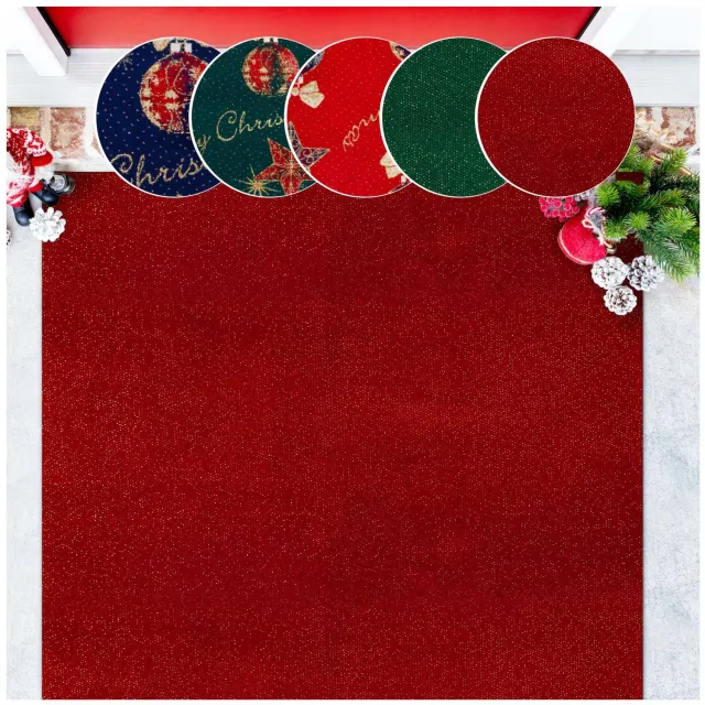 ANRO Effen Kerstloper Rood 100x160 cm - Glitter - Antislip