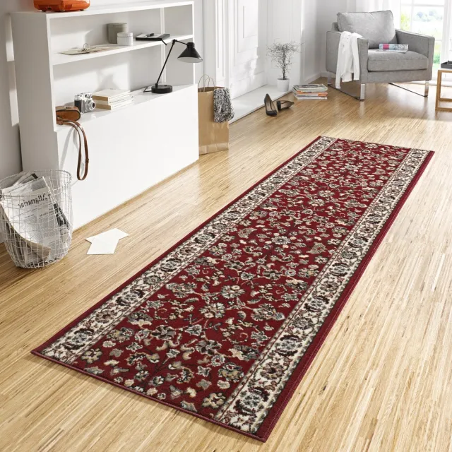 flycarpets Loper laagpolig Vintage / Klassiek - Designer Velours - Rood 80x450 cm