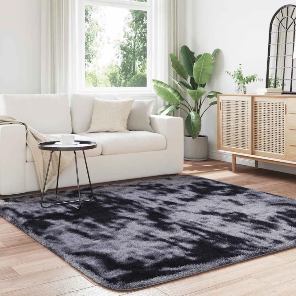 vidaXL Hoogpolig vloerkleed NAVARRA 200x200 cm polyester donkergrijs grijs, foto 3