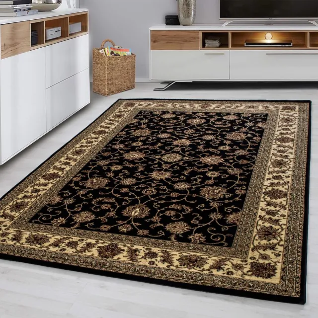 Marrakesh Oosterse vloerkleed, oosters design, zwart, vloerkleed voor de woonkamer, jute achterkant, afmeting: 300 cm x 400 cm