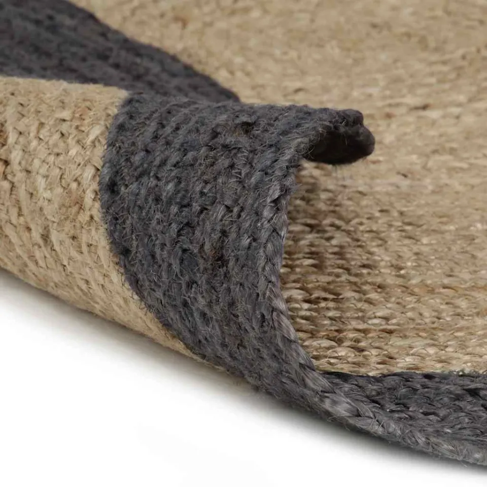 vidaXL Vloerkleed handgemaakt met donkergrijze rand 120 cm jute grijs, foto 2