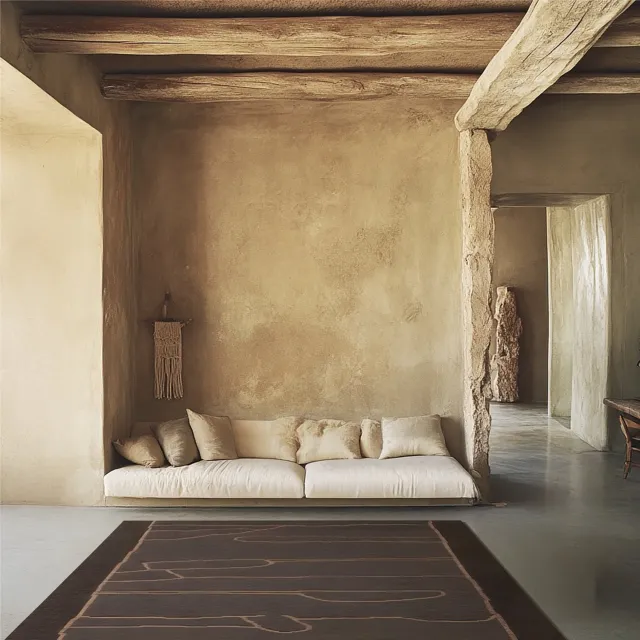 Acsento x Sofie Neirynck Frequenza Vloerkleed - 240 x 270 cm - Bruin - Rechthoekig - Wol, Katoen - Woonkamer, Eetkamer, Slaapkamer - Abstract - Modern, Design, Boho