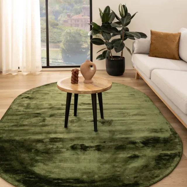 Paon Brillant Viscose vloerkleed ovaal - Pearl groen 120x180