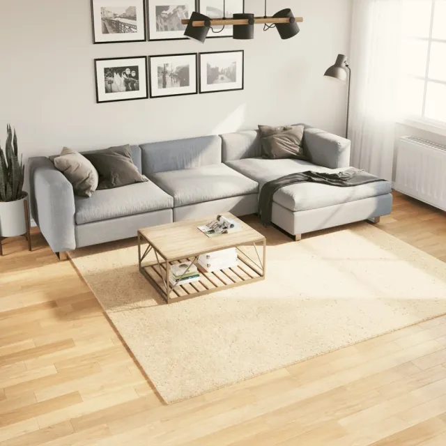 vidaXL Vloerkleed HUARTE laagpolig zacht wasbaar 240x240 cm crème, foto 2
