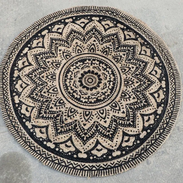 Dutch Lifestyle Jaipur - Jute - Vloerkleed - 150x150 cm - Grijs