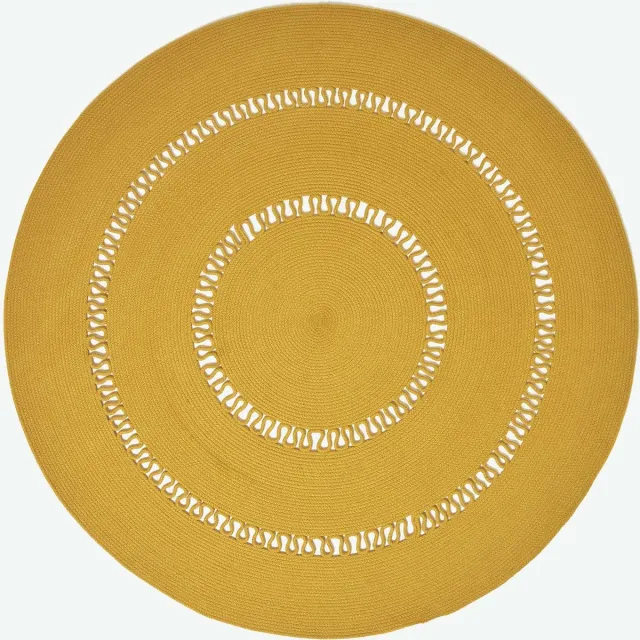 Homescapes Gevlochten Rond Gehaakt Vloerkleed Mosterdgeel, 150 cm