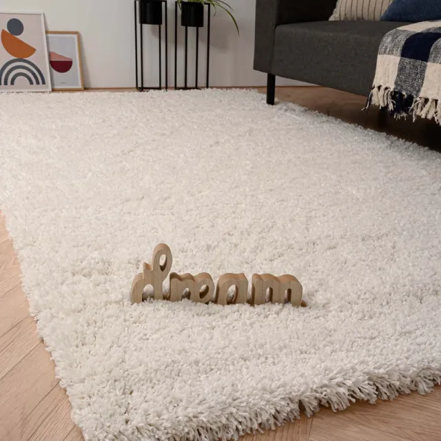 Tapeso Rond hoogpolig vloerkleed - Cozy Shaggy wit 240