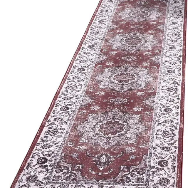 Happiq Tapijt Luna - Vloerkleed - Runner 60x230 cm - Wasbaar & Antislip Vintage Design Red
