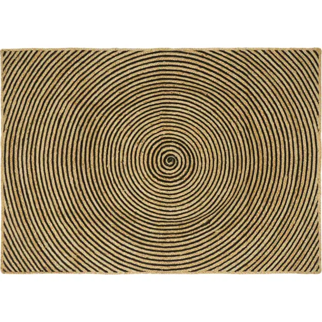 vidaXL Gebied Tapijt Naturel en Zwart 140 x 200 cm Jute