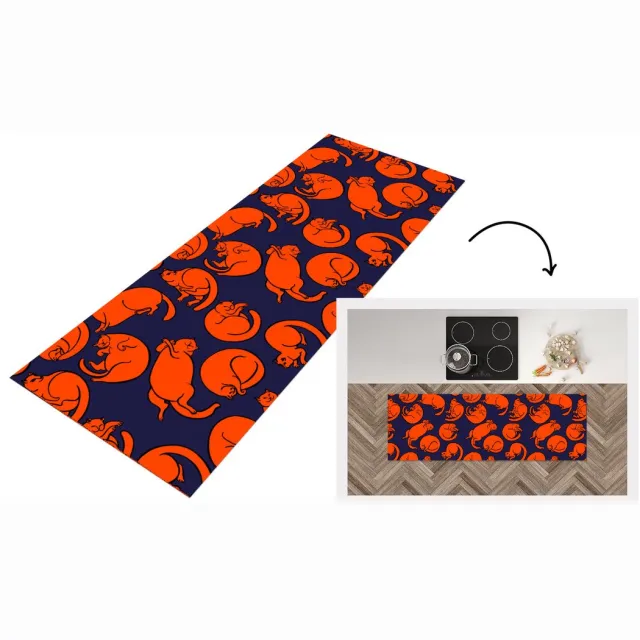 KitchenYeah Keukenloper - Loper keuken - Slapen - Kat - Patronen - 150x50 cm - Keukenloper vinyl Multicolor