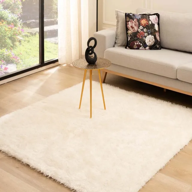 Tapeso Velvet vloerkleed vierkant - Posh wit 280x280