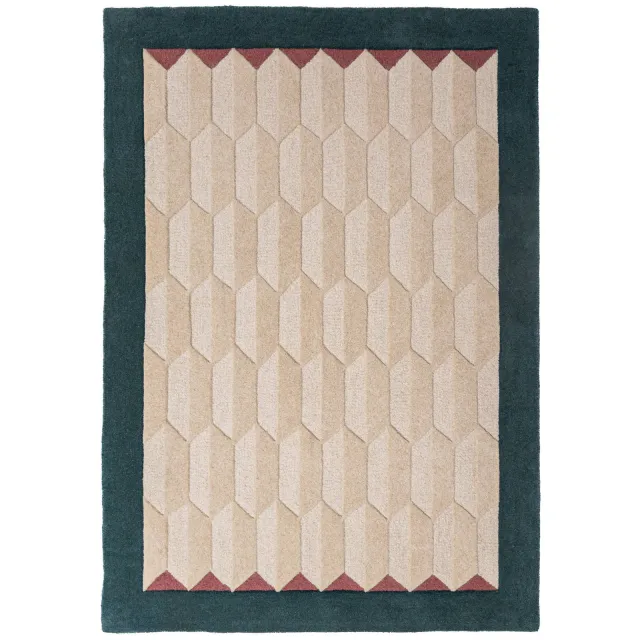 Flair Rugs Apex Border wollen vloerkleed blauw