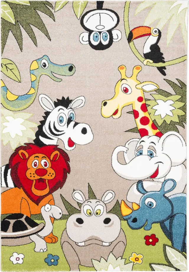 Pergamon Vloerkleed Kindertapijt Faro Safari Gekleurde Dieren Mulit