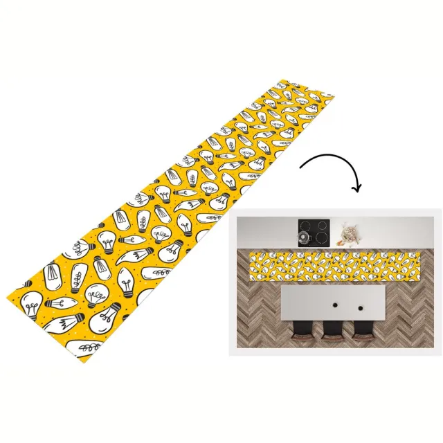 KitchenYeah Keukenloper - Loper keuken - Cartoon - Lampen - Patronen - 300x50 cm - Keukenloper vinyl Multicolor