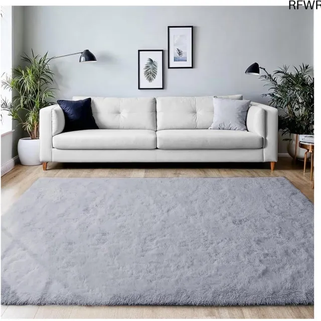 RFWR Fluffy Hoogpolig Vloerkleed 160x230cm - Zacht Shaggy Tapijt voor Slaapkamer en Woonkamer - Antislip en Duurzaam Diep Grijs