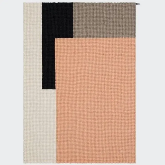 Myfelt Vilten Vloerkleed 'Cube' - 160 x 230cm - oudroze grijs zwart offwhite