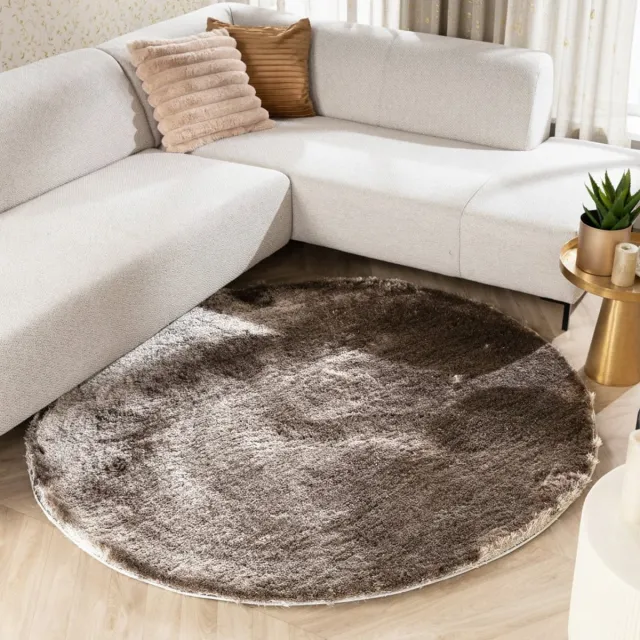 Fraai Rond hoogpolig vloerkleed - Glorious Zilver/Grijs | Luxe - Ø 120cm
