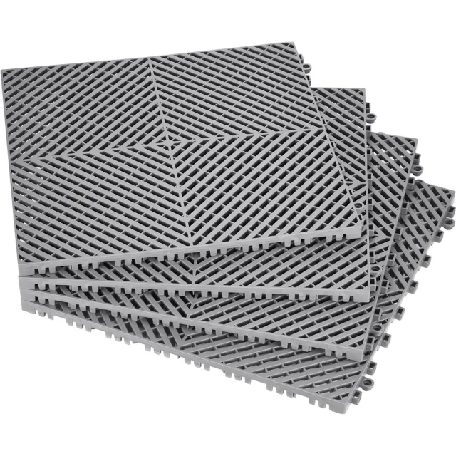 Vevor 24 x Drainage Mat Garage Vloertegels In elkaar grijpend 415x415mm grijs