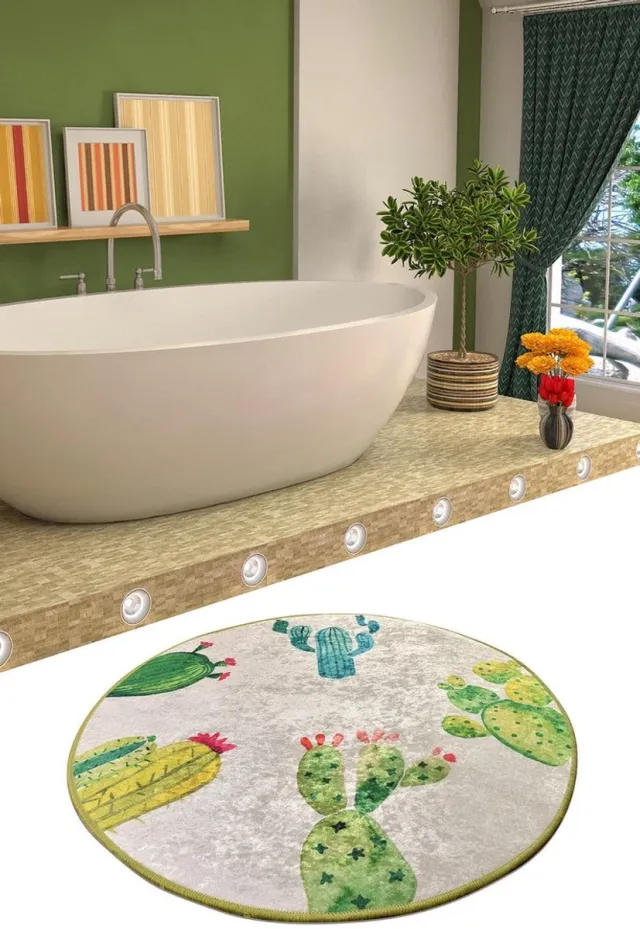 Bosdela Wasbaar keukentapijt, kinderkamertapijt, deurmat, vloerkleed - speelkamerkleed Ø 140 cm Rond groente