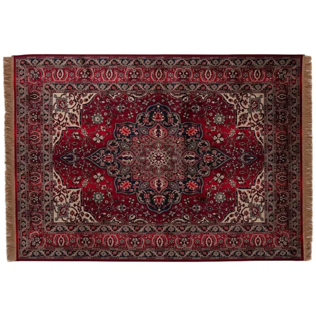 Tier Vintage vloerkleed Manami rood met franjes - 160 x 230 cm - (M)