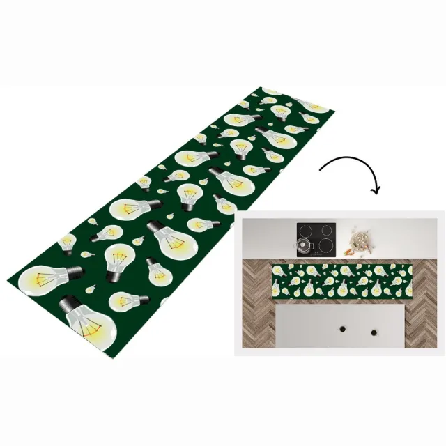 KitchenYeah Keukenloper - Loper keuken - Lampen - Patronen - Licht - 200x50 cm - Keukenloper vinyl Multicolor