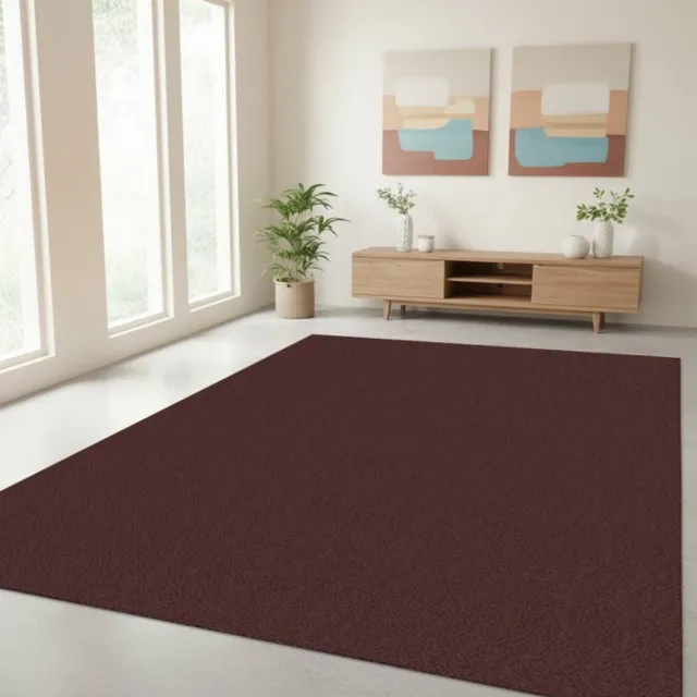 TapisTrend Harig tapijt Bordeaux 120x160 cm Effen, wasbaar, antislip vloerkleed met een zachte pool van 19 mm voor de woonkamer, slaapkamer en eetkamer