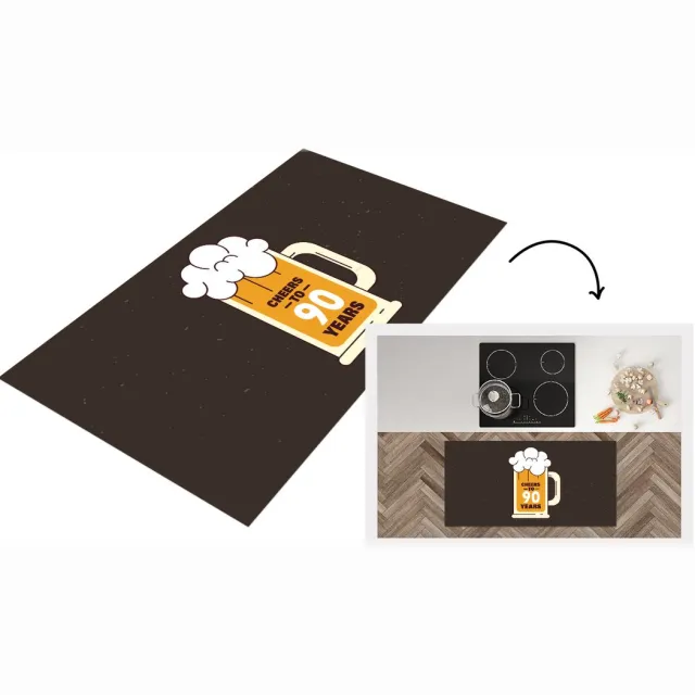 KitchenYeah Keukenloper - Loper keuken - Jubileum cadeau - 90 Jaar - Bier - 120x60 cm - Keukenloper vinyl Multicolor