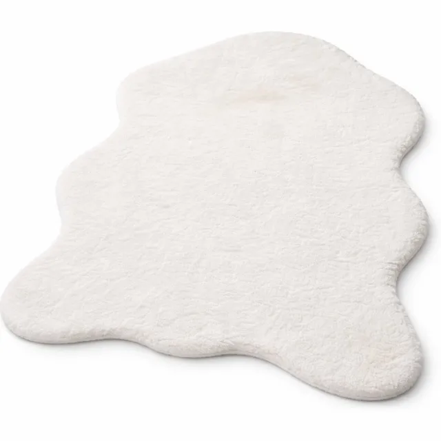 Living & Style Imitatiebont Vloerkleed – Zacht Kunstbont Tapijt – 60x90 cm – Wit – Decoratief & Comfortabel
