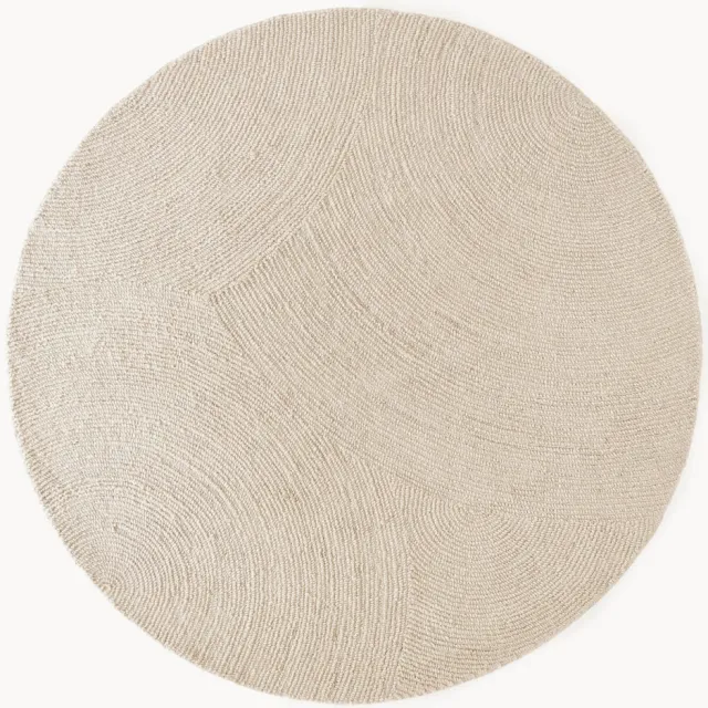 Westwing Collection Rond wollen vloerkleed Eleni, handgetuft Beige