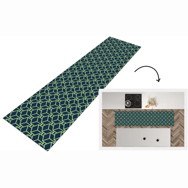 KitchenYeah Keukenloper - Loper keuken - Patronen - Kubus - 3D - Keukenloper vinyl Multicolor