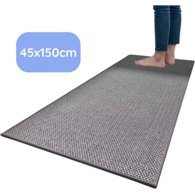 Hilvard Keukenloper - Tapijt - 45 x 150 cm - Grijs - Keukenmat - Anti Slip - Beschermend - Stevig - Wasbaar