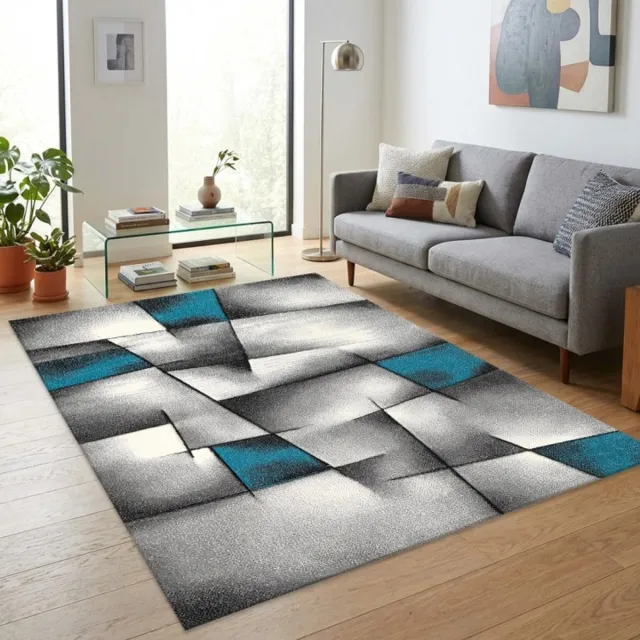 TapisTrend Designer tapijt Turquoise 160x230 cm Modern abstract vloerkleed met geometrische vormen voor de woonkamer, slaapkamer en eetkamer