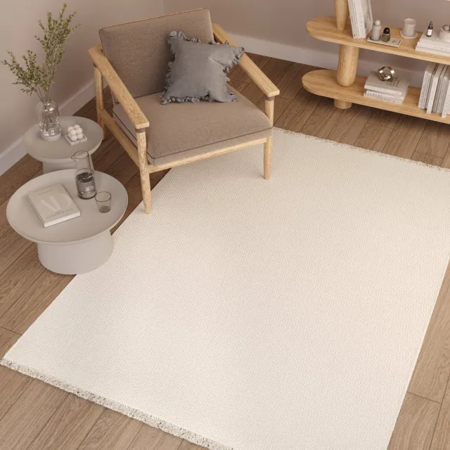 Tapiso Agra Vloerkleed Beige Wit Hoogpolig Shaggy Zacht Tapijt