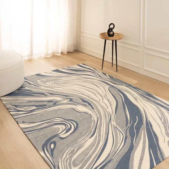 Tapeso Vloerkleed marmer - Weave Marble grijs/blauw