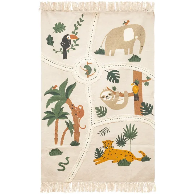 Atmosphera Kids Jungle tapijt / vloerkleed - 100 x 150 cm - Katoen Multicolore