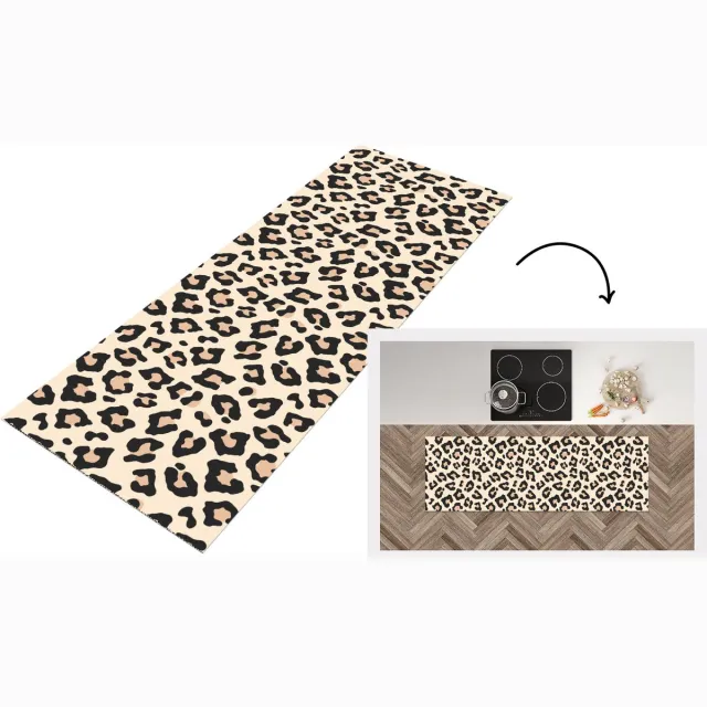 KitchenYeah Keukenloper - Loper keuken - Dierenprint - Panter - Wit - Keukenloper vinyl Multicolor