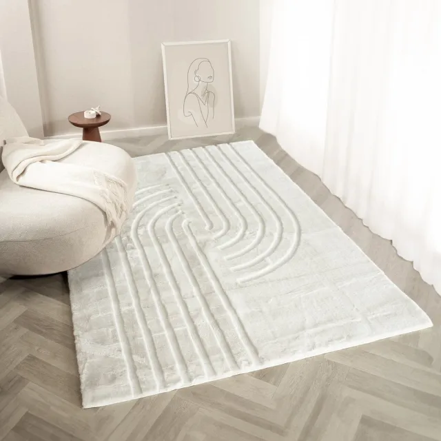 flycarpets Japandi hoogpolig vloerkleed - Bohemian Arches Crème Creme