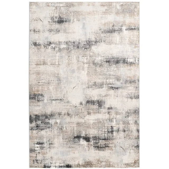 Padiro design laagpolig vloerkleed 200 x 290 cm - lichtbeige - modern abstract ontwerp - voor vloerverwarming - van polypropyleen, polyester en jute